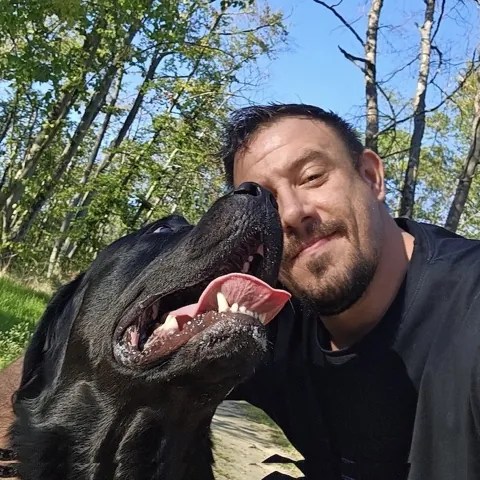 Martin Pfeffer with his dog Tyson