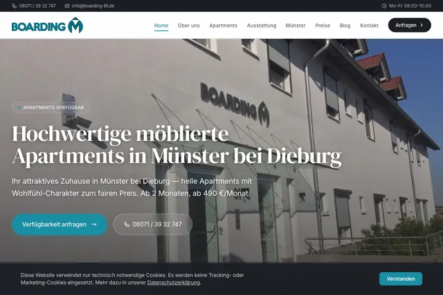 Website of BOARDING M — furnished apartments