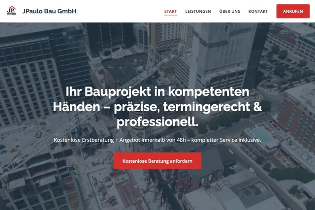 Website of JPaulo Bau GmbH